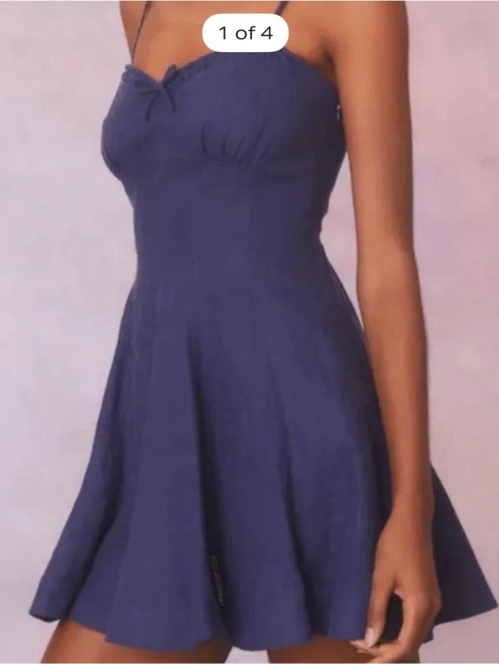 NWT LoveShackFancy Navy Shai Linen Mini Dress